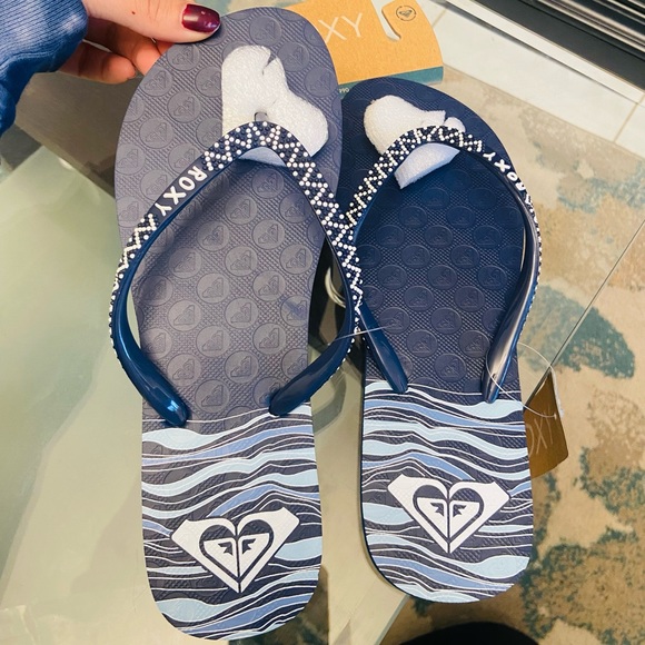 Navy Roxy Flip-Flops - Picture 4 of 7